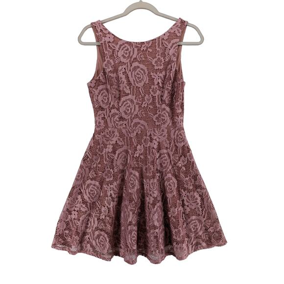 Speechless Floral‎ Skater Dress M Pink Juniors Sleeveless Lace Mini Teens Lined - Picture 1 of 15